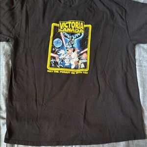 Black Graphic T-Shirt with Victoria Canada Print